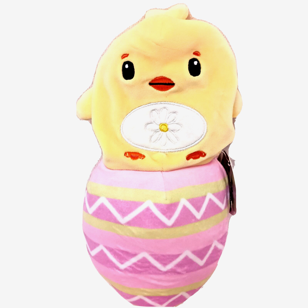 EASTER EGG Plush Reversible Yellow Baby CHICK Mushy Soft‎ EMBROIDERED Eyes Toy